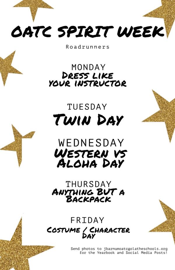 Spirit Week Monday, Dec 5 thru Friday, Dec. 9